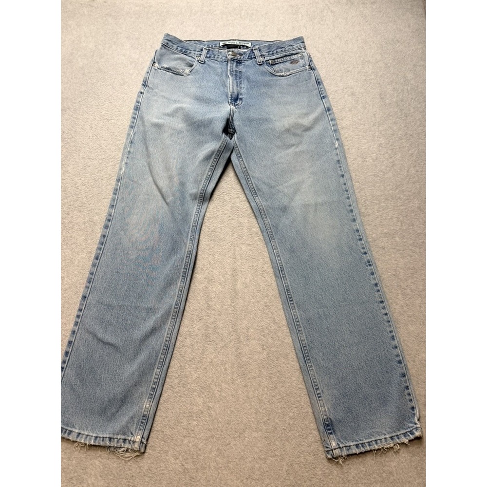 Harley-Davidson Men Jeans 32x29 Light Wash Blue Distressed Straight MotorClothes